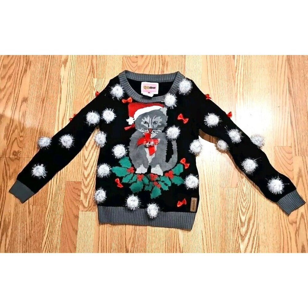 Tipsy Elves Cat Christmas Holiday Ugly Sweater Unisex Sz Small Pullover